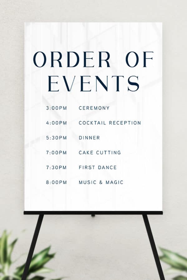 ACRYLIC ORDER OF EVENTS SIGN | THE COURTNEY - Image 2