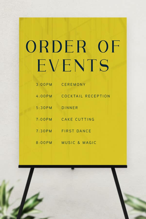 ACRYLIC ORDER OF EVENTS SIGN | THE COURTNEY