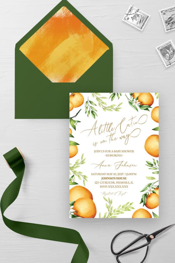 FOIL STAMPED BABY SHOWER INVITATIONS | CUTIE