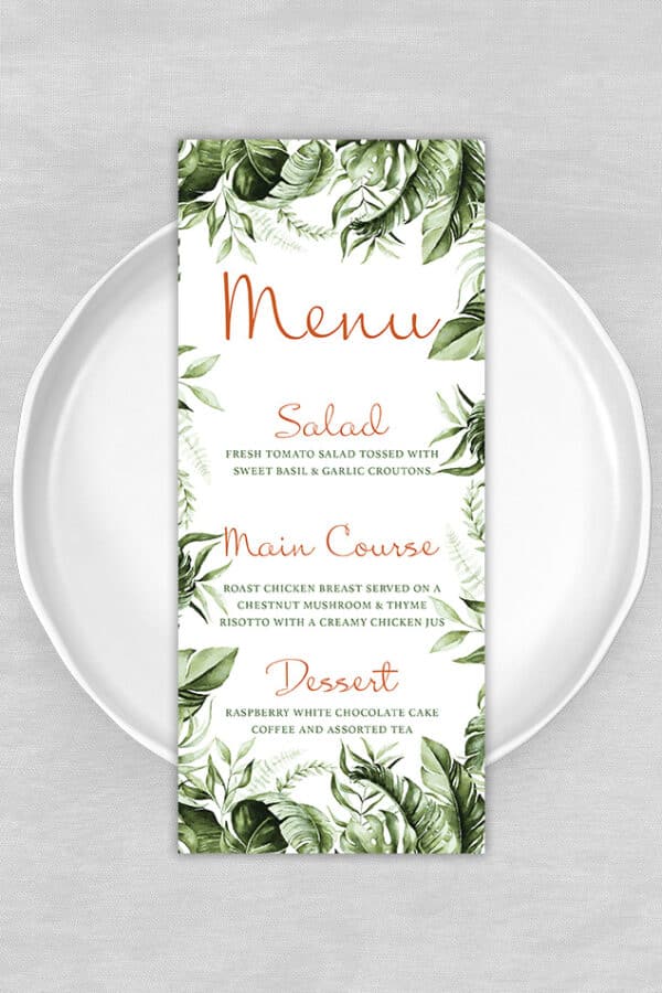 BABY SHOWER MENU CARD | JUNGLE